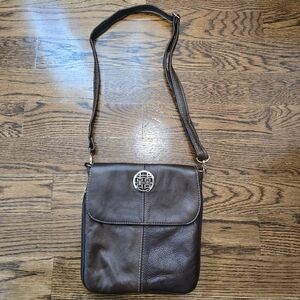 Dark Brown Leather Crossbody Bag